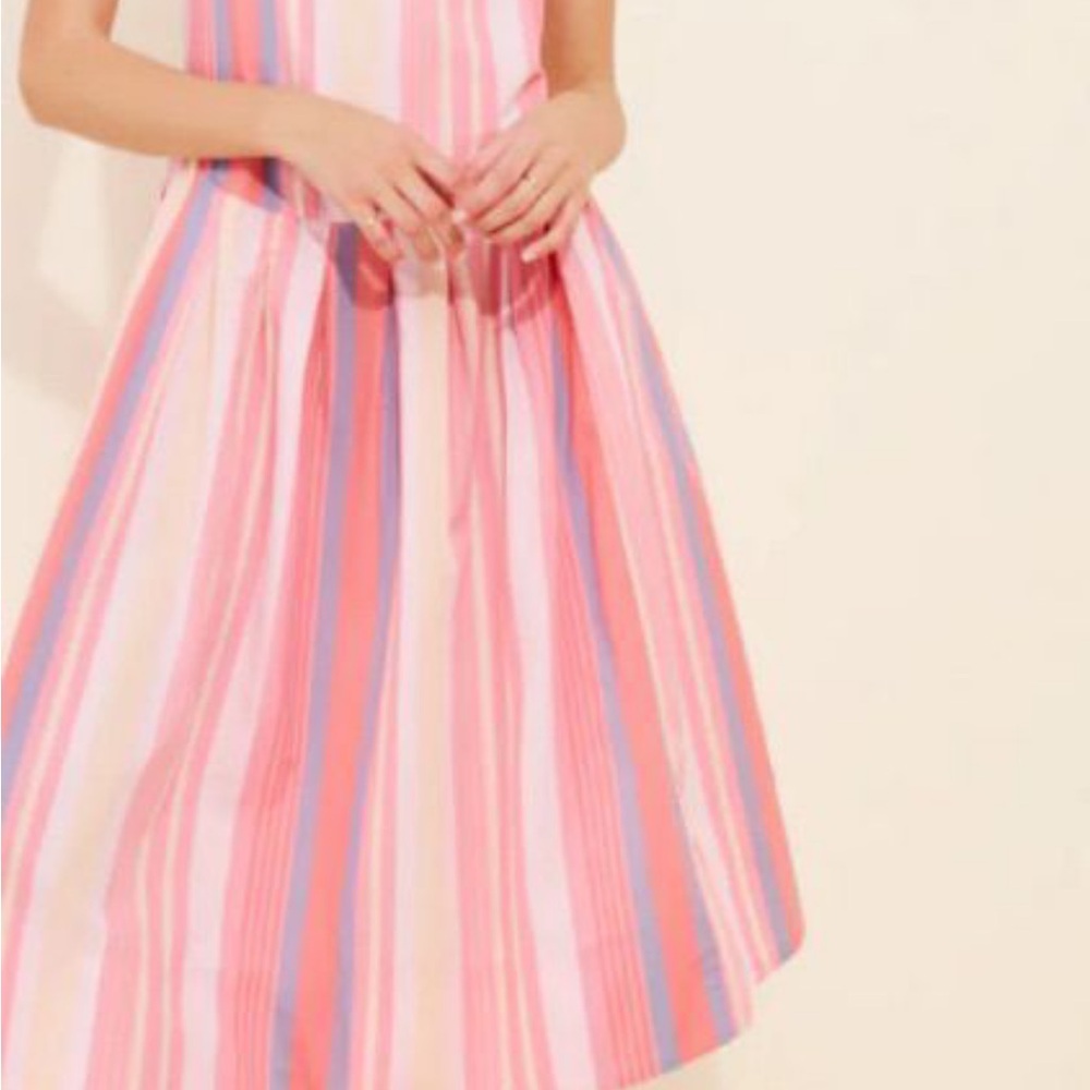 Free People Striped Primavera Drop Waist Pink Midi Sundress - Picture 8 of 8